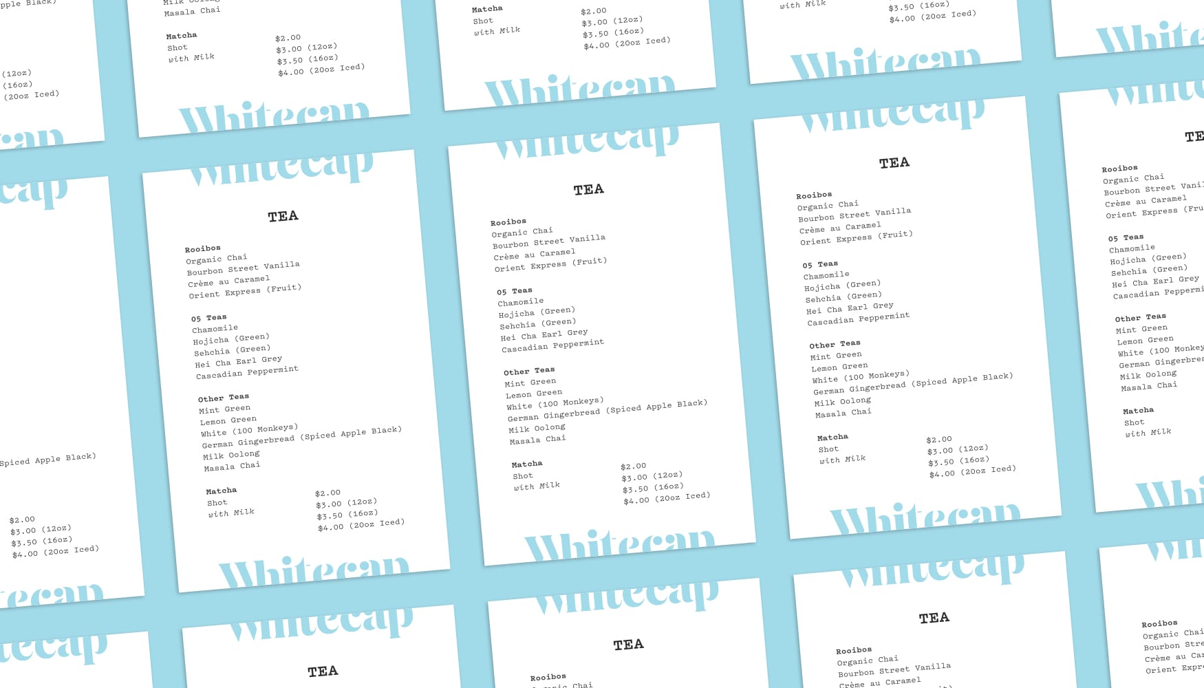 Whitecap Tea Menus